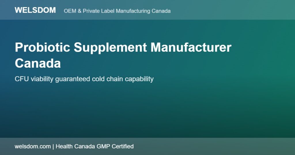 Probiotic supplement manufacturer Canada CFU viability guaranteed - Welsdom
