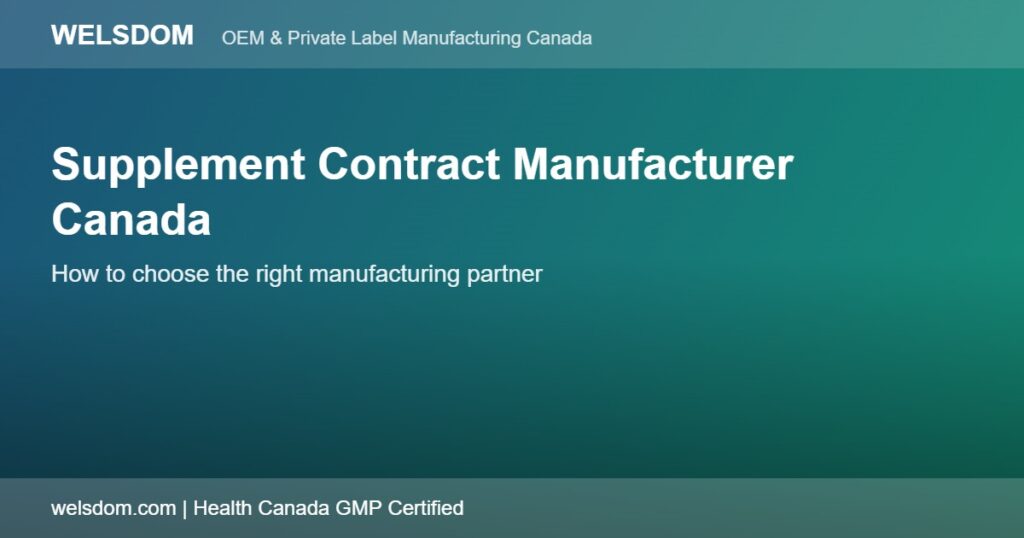 Supplement contract manufacturer Canada Health Canada GMP certified - Welsdom